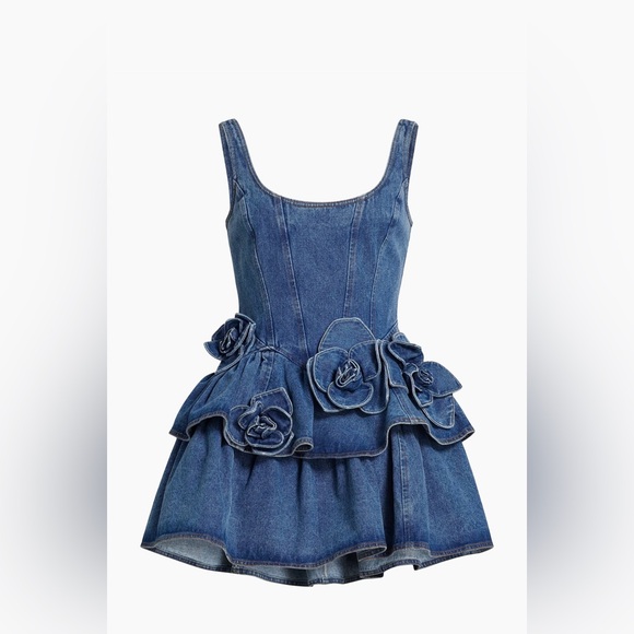 Aknvas Dresses & Skirts - Aknvas Blue Denim Rose-Accent Midi Dress